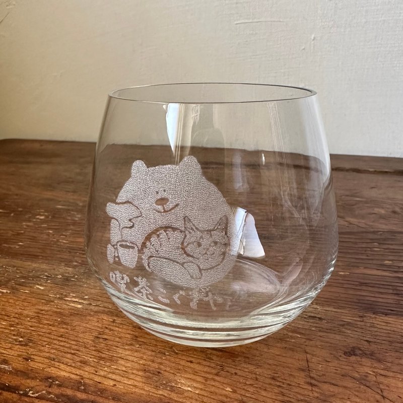 吃茶こぐまや 雷雕玻璃杯 - 其他杯子 - 珐琅 透明