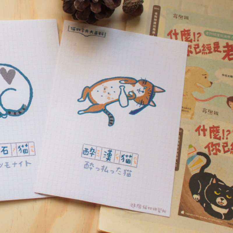 猫知识系列明信片 醉汉猫 - 卡片/明信片 - 纸 卡其色