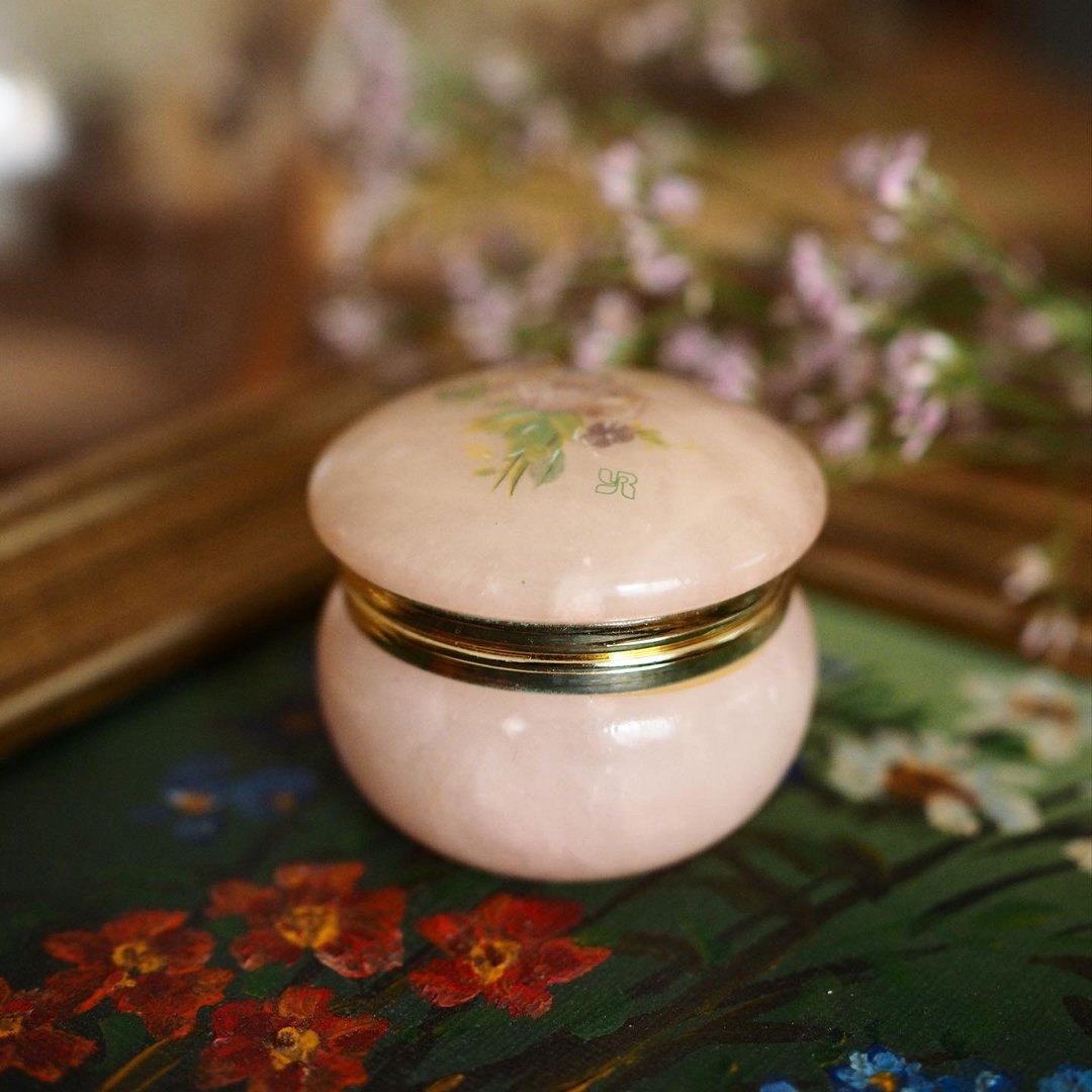 70 年代正品粉红色雪花石膏手工雕刻 首饰盒 - 其他 - 其他材质 粉红色
