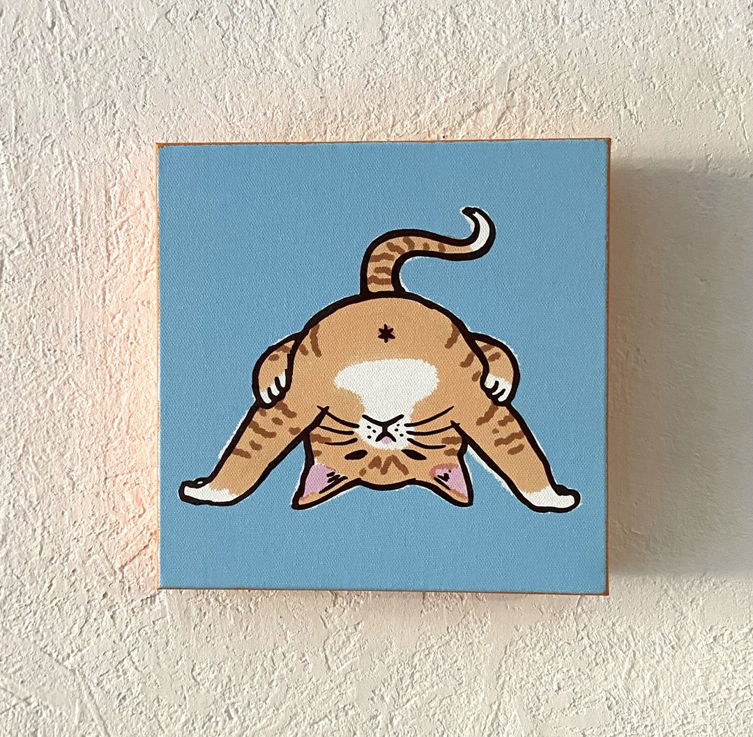 帆布艺术玛塔偷看猫蓝 - 海报/装饰画/版画 - 棉 蓝色