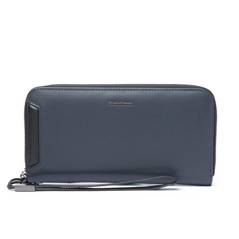 【金安德森】完美绅士 拉链长夹-深蓝色 - 皮夹/钱包 - 真皮 蓝色
