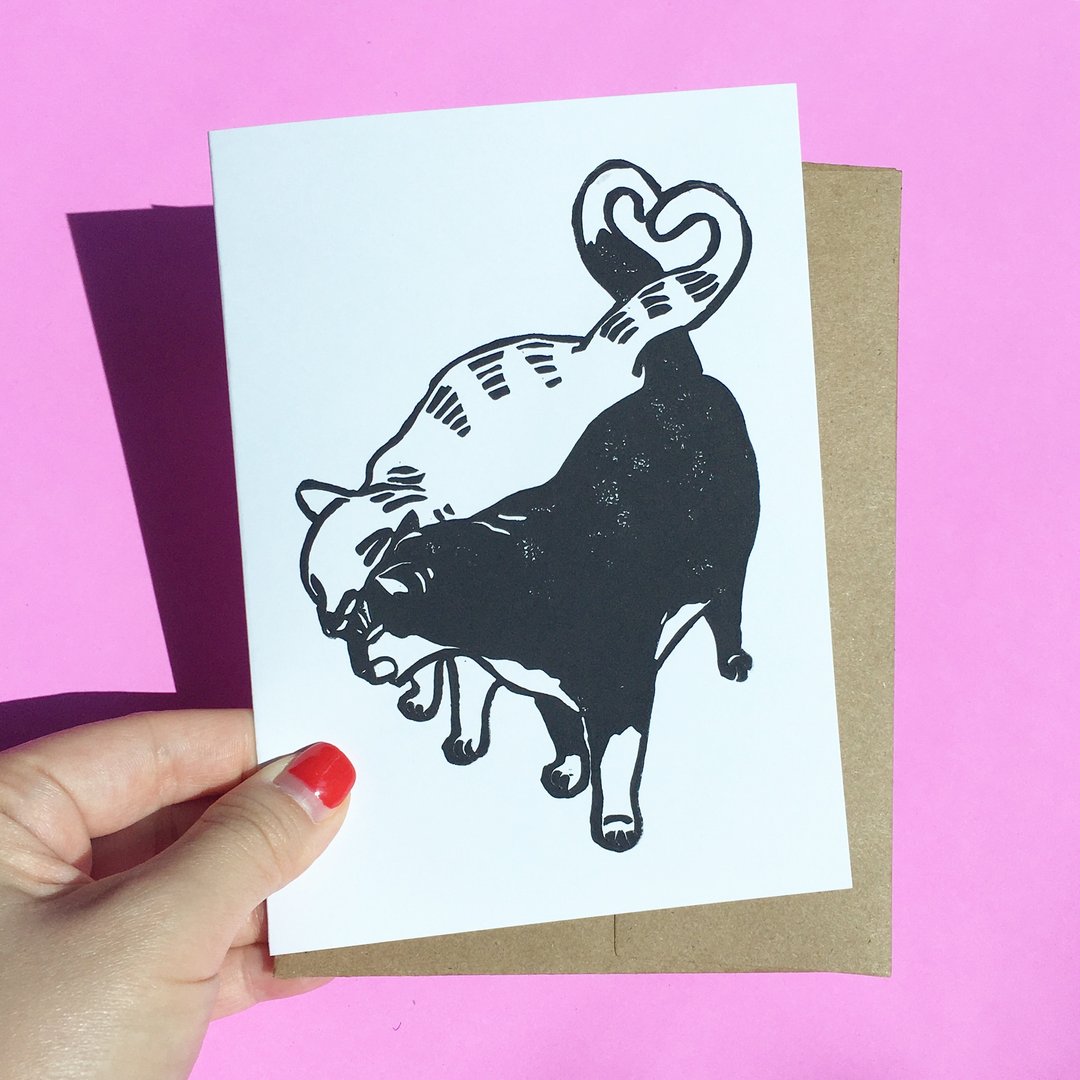 Hand-printed greeting card Headbutt - 卡片/明信片 - 纸 