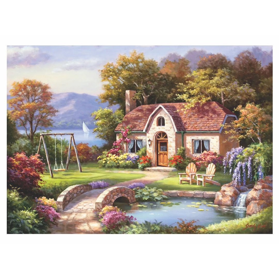 石桥小屋_拼图_1500片 - 拼图 - 纸 