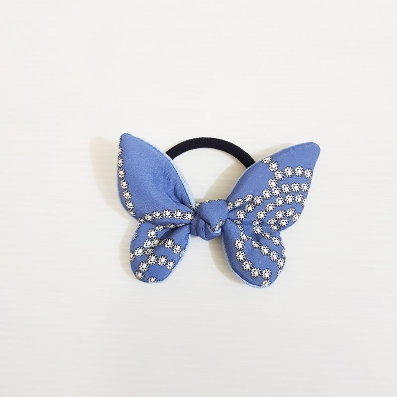 【恋链-浅蓝】 限量 光泽感!!! 蝴蝶结 造型发圈 - 发饰 - 丝．绢 蓝色