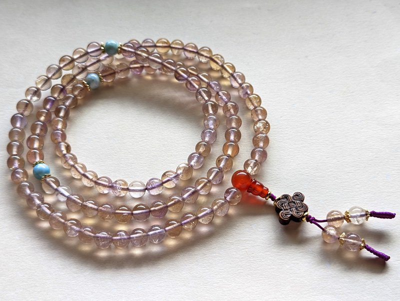 ORLI Jewelry 天然紫黄晶108颗念珠 拉利玛 水晶108颗佛珠 - 项链 - 水晶 紫色