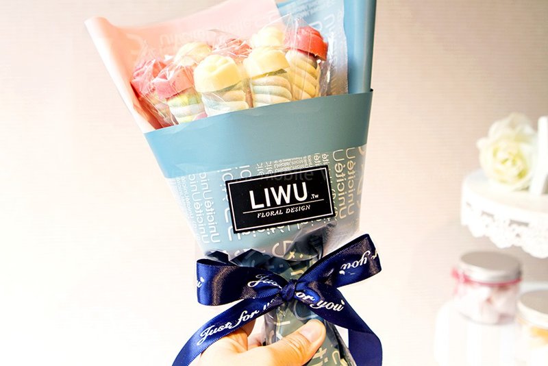 玫瑰巧克力棉花糖花束(11支入) - 巧克力 - 新鲜食材 蓝色