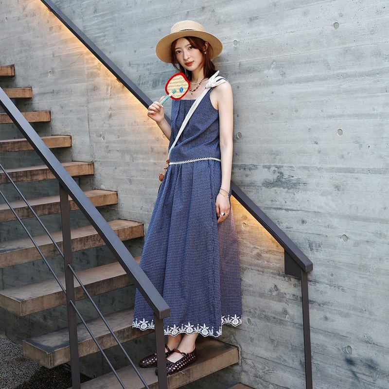 工字无袖小衫半裙套装|衬衫|裙子|两色|夏款|Sora-1857 - 女装衬衫 - 棉．麻 多色