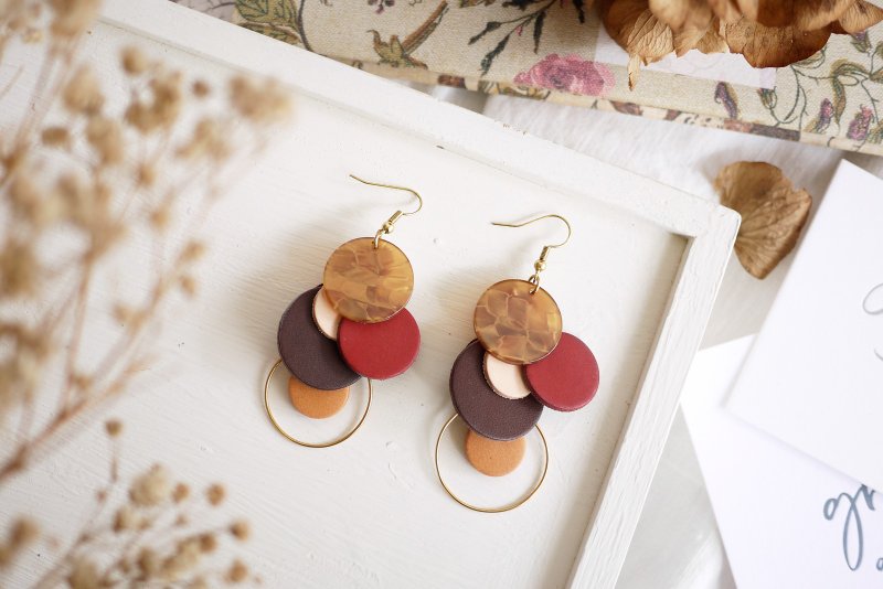 快速出货丨红雨人鱼泡泡垂坠式皮革耳环丨可换耳夹丨闺蜜生日礼物 - 耳环/耳夹 - 真皮 红色