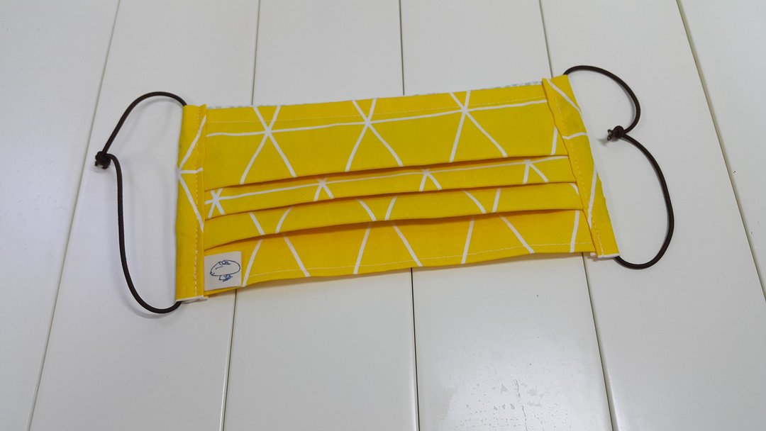 【可寄出国】菱格/黄  可换滤材皱折立体布口罩 - 口罩 - 棉 多色