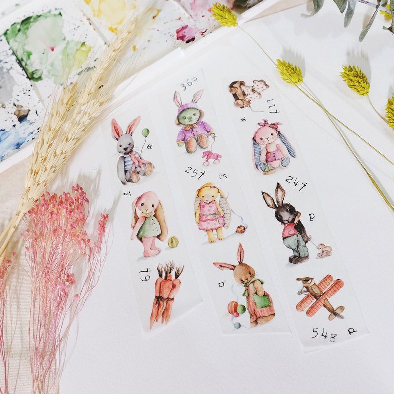 Rabbit Doll纸胶带(带离型纸)3.5CM - 纸胶带 - 纸 