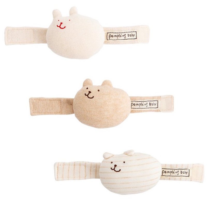 Y-1066 100%オーガニックコットン 鈴入りリストガラガラ うさぎ Rabbit くま Bear いぬ Dog 日本製 - 婴儿饰品 - 棉．麻 咖啡色