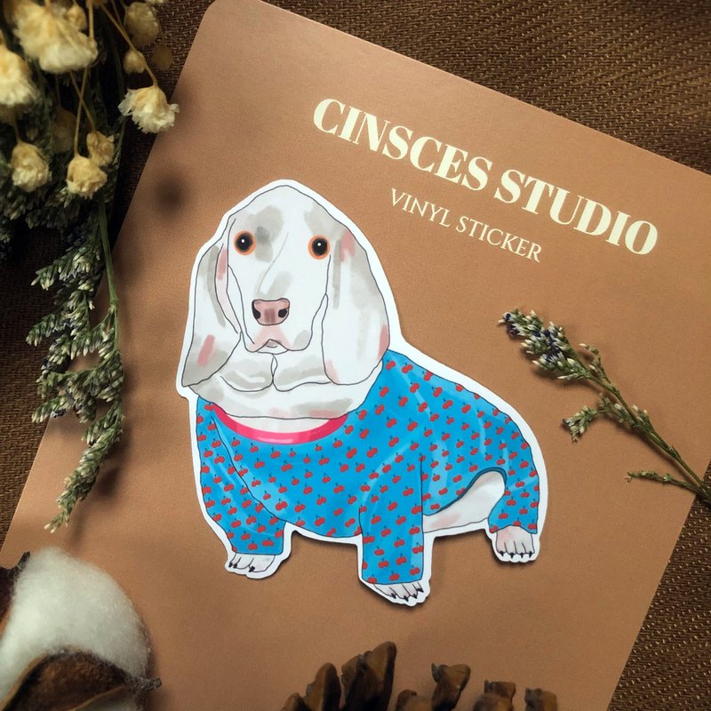 手绘腊肠犬插画 防水贴纸 笔电 行李箱贴 水壶 贴纸 - 贴纸 - 纸 