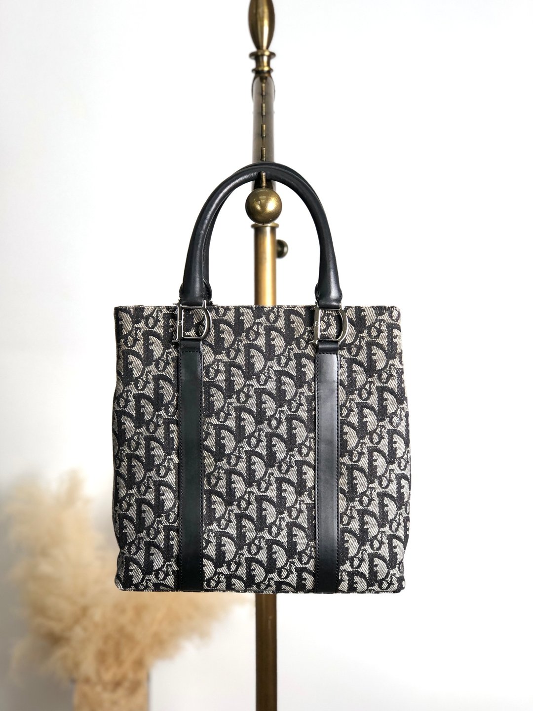 【 日本直送名牌二手包 】Christian Dior 克里斯汀·迪奥 Trottar 托特包 黑色 缇花织纹 vintage chhruz - 手提包/手提袋 - 棉 蓝色