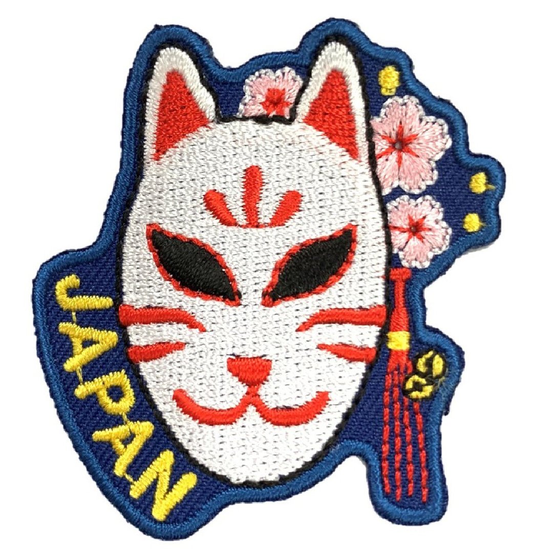 日本Q版 猫咪面具 文青地标熨烫刺绣徽章 胸章 立体绣贴 装饰贴 - 徽章/别针 - 绣线 多色