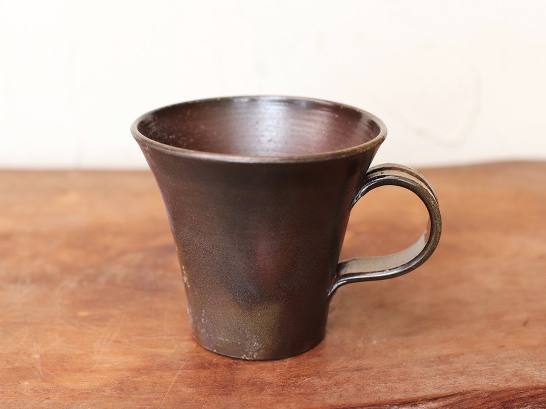 Bizen ware coffee cup (large) c5-108 - 咖啡杯/马克杯 - 陶 咖啡色