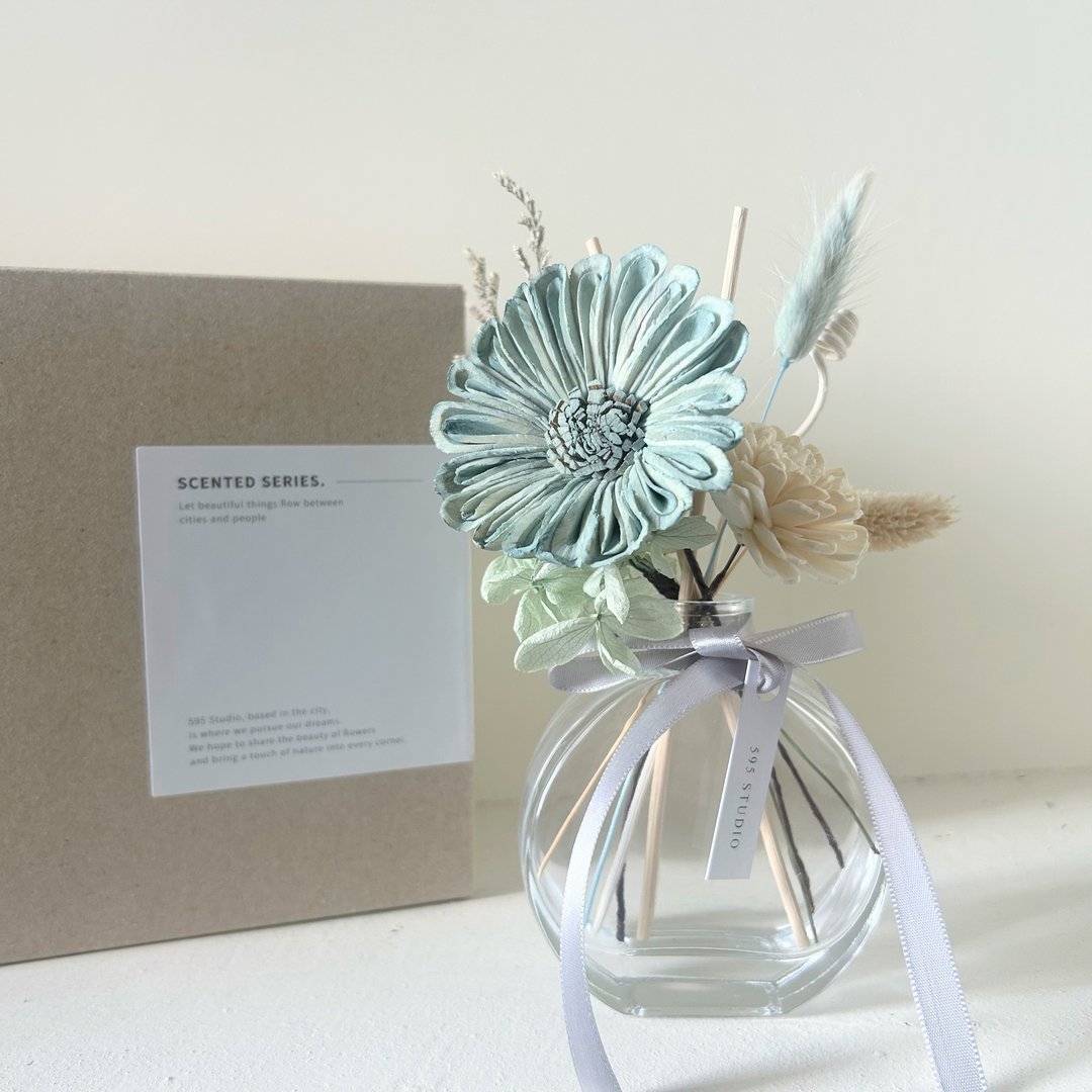【新品】湖水绿太阳花礼盒/居家香氛/生日礼物/室内扩香/婚礼小物 - 香薰/精油/线香 - 植物．花 绿色