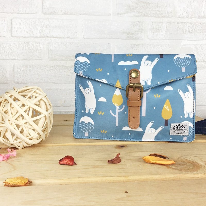 RITE 乐游系列-漫步包 (横款)-摇摆熊 - 侧背包/斜挎包 - 防水材质 蓝色