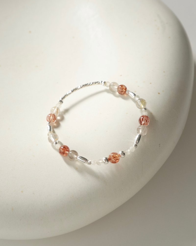 Gold Spark/黑金超七 金发晶 钛晶 月光石/水晶手链 定制化 - 手链/手环 - 水晶 咖啡色