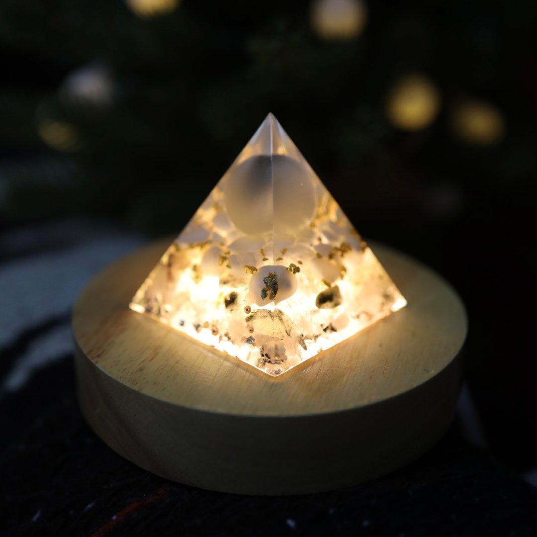 中秋礼品-明月猫眼石奥刚金字塔Orgonite水晶矿石金属 - 灯具/灯饰 - 水晶 粉红色