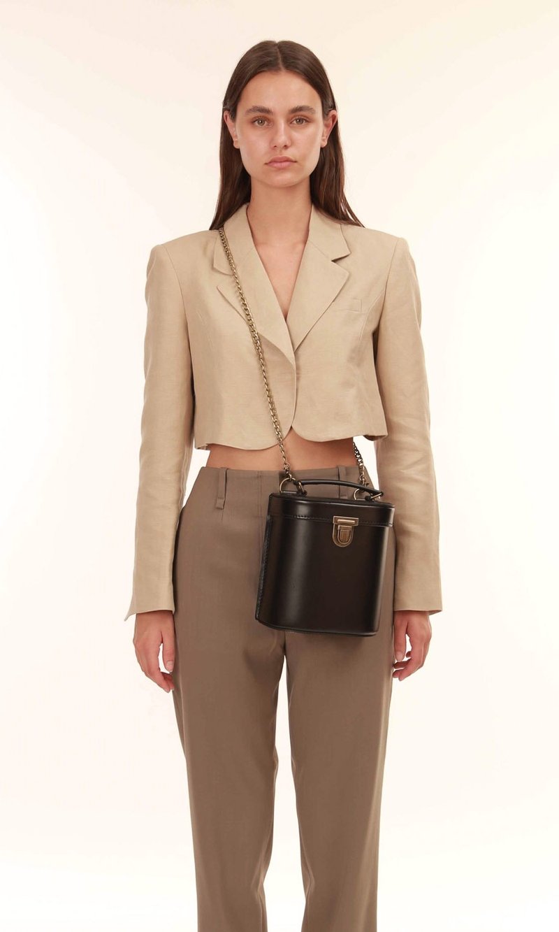 ALEX 复古牛皮圆筒侧肩包 黑色 - 侧背包/斜挎包 - 真皮 黑色