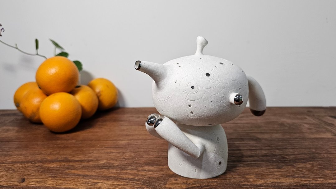 现代雅致茶壶【无相子】茶艺空间陶艺雕塑 - 茶具/茶杯 - 瓷 白色