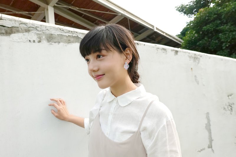 几分之几 综合花园 手绘双层耳针 (金) - 耳环/耳夹 - 树脂 