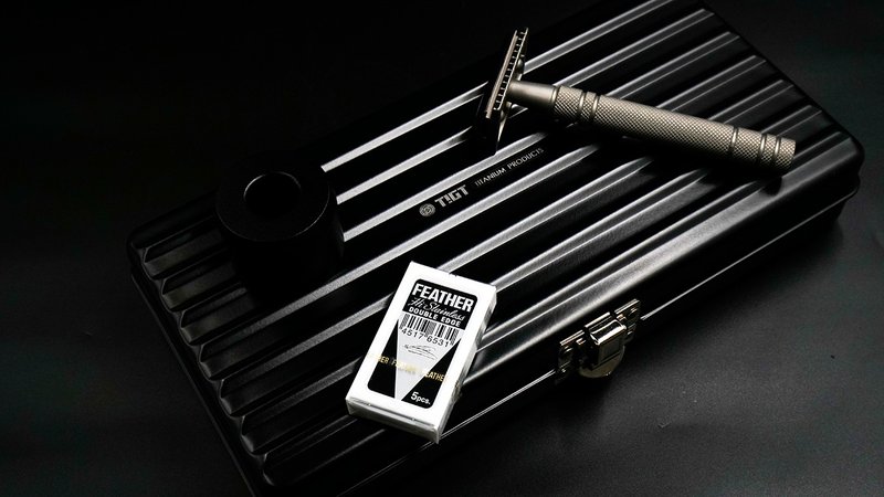 钛金属传统刮胡刀套组 三件式可分离拆洗 From TIGT - 男性清洁护肤品 - 其他金属 银色