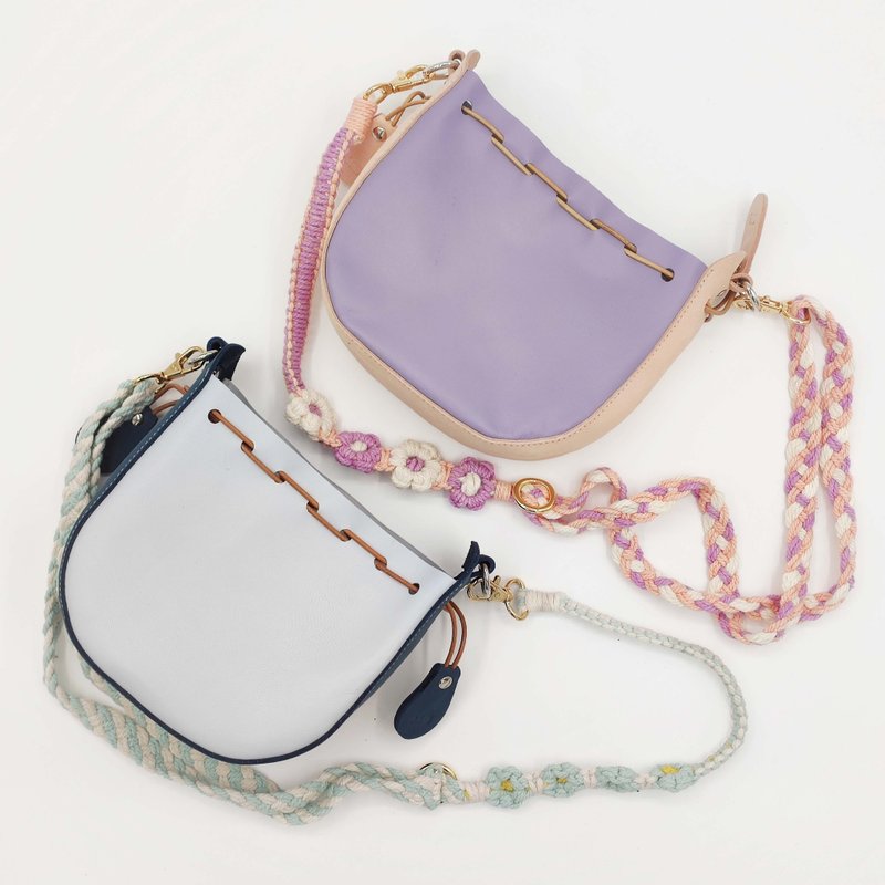 撞色真皮束口包 - 侧背包/斜挎包 - 真皮 多色