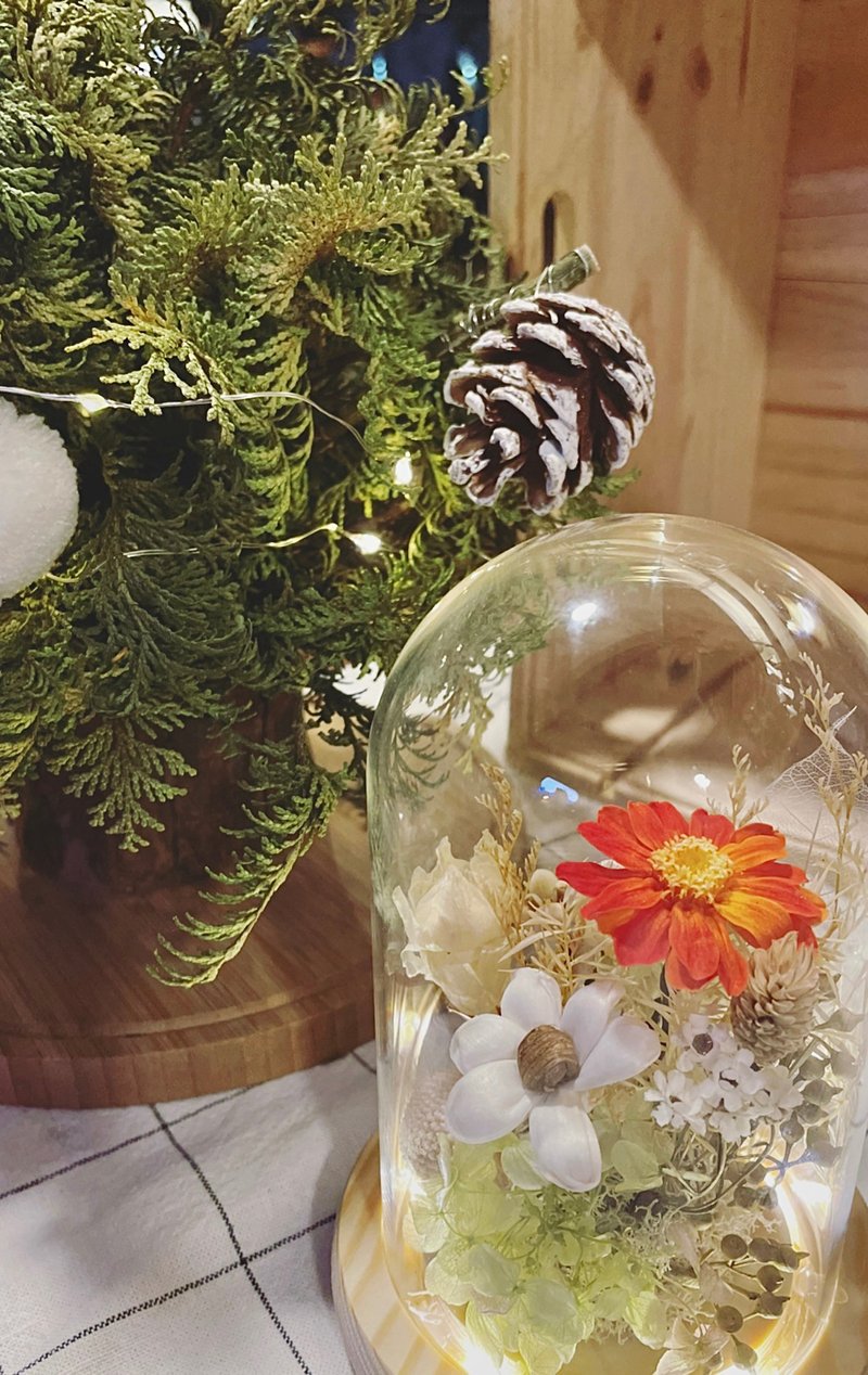 Go with the Flow 永生玻璃钟罩-橘色小花园 - 干燥花/捧花 - 植物．花 橘色