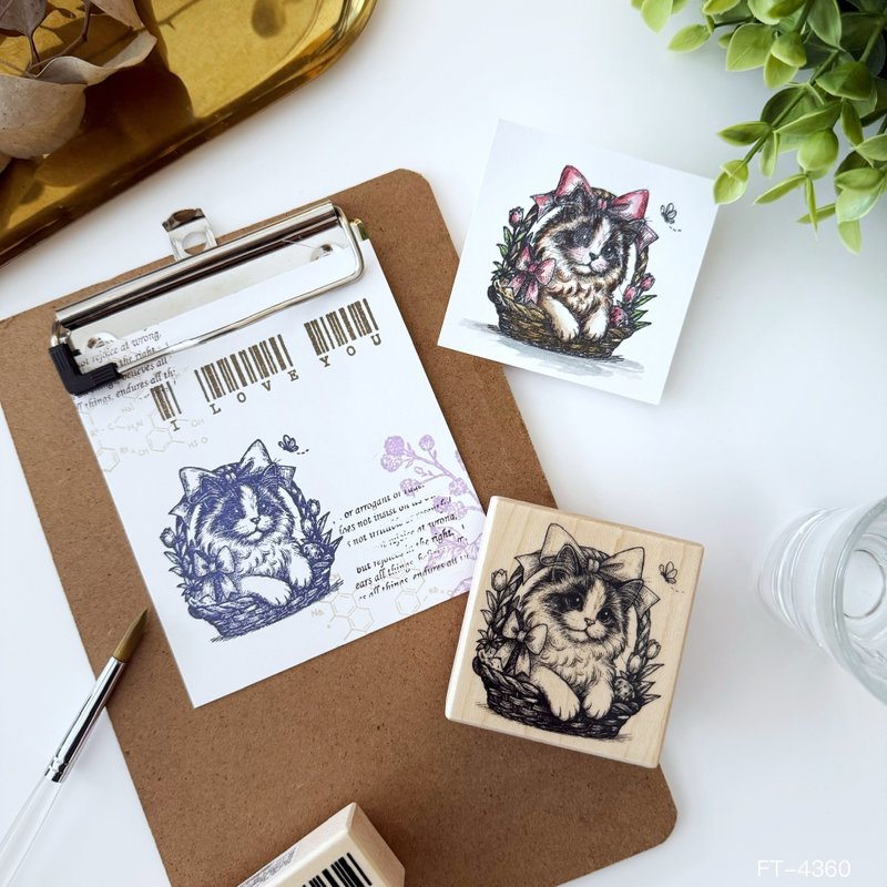 枫木印章-写实猫咪花篮 FT-4360 - 印章/印台 - 木头 