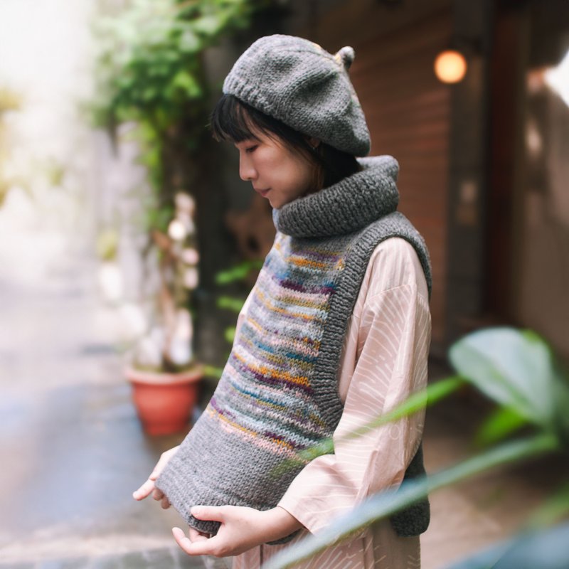 彩织羊毛_暮雪小背心_迷雾灰_公平贸易 - 女装针织衫/毛衣 - 羊毛 灰色