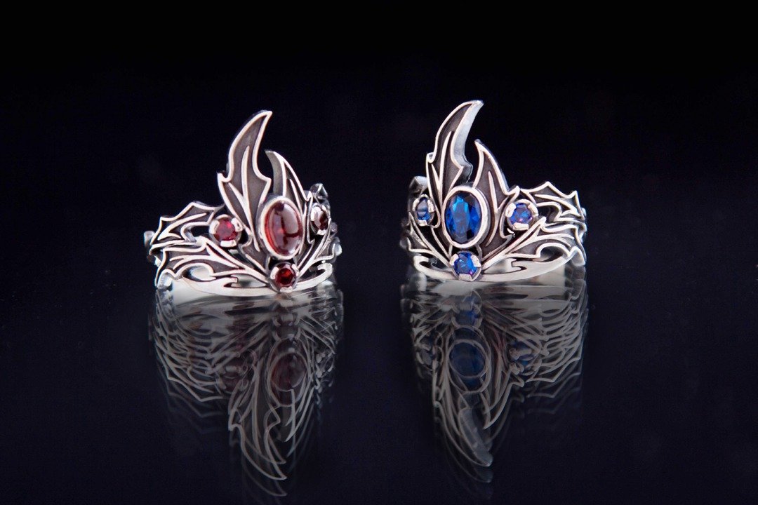 Holly Crown silver ring - sterling silver gem ring - 戒指 - 纯银 银色
