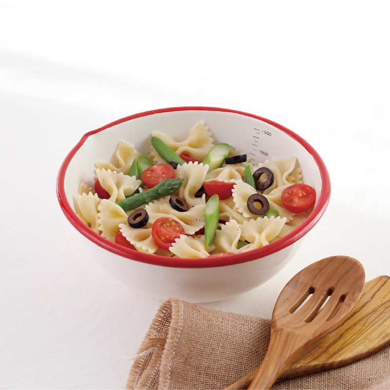 【官方直营】珐琅碗/调理碗/备料碗(水蓝色/红) - 锅具/烤盘 - 珐琅 白色