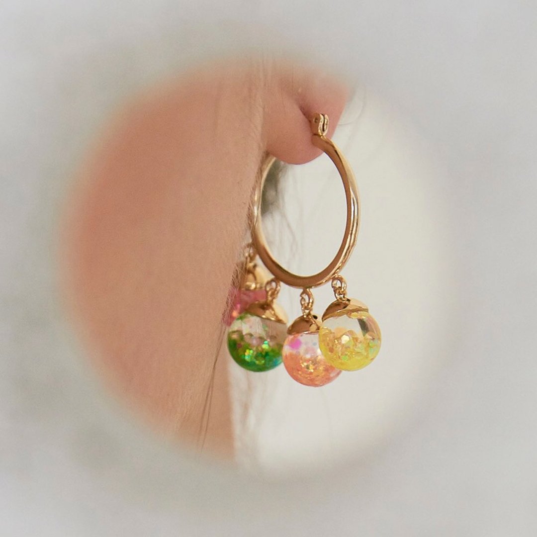 Dingle - Dangle Snowball Earrings - 耳环/耳夹 - 玻璃 