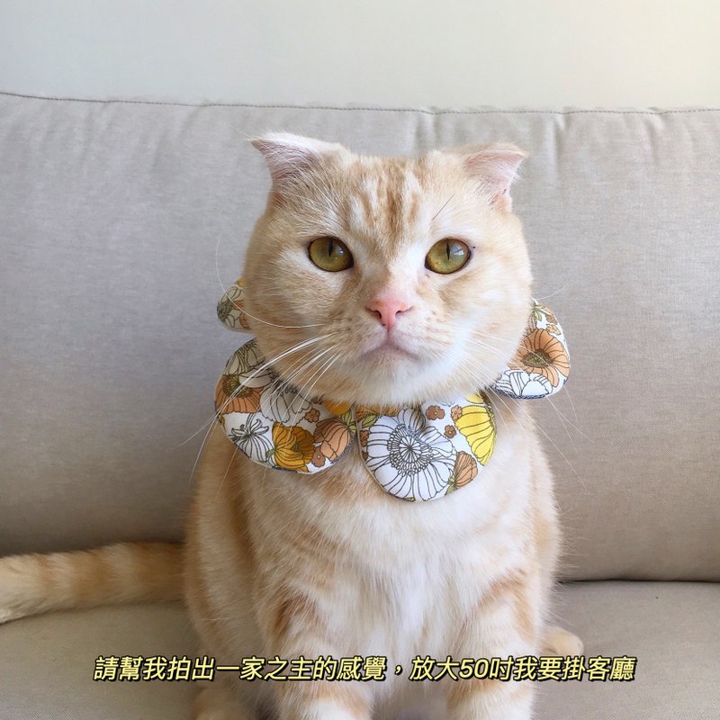 【恰氏手作】故事的小黄花 大花瓣宠物领巾 猫咪领巾 围脖 狗项圈 - 项圈/牵绳 - 棉．麻 