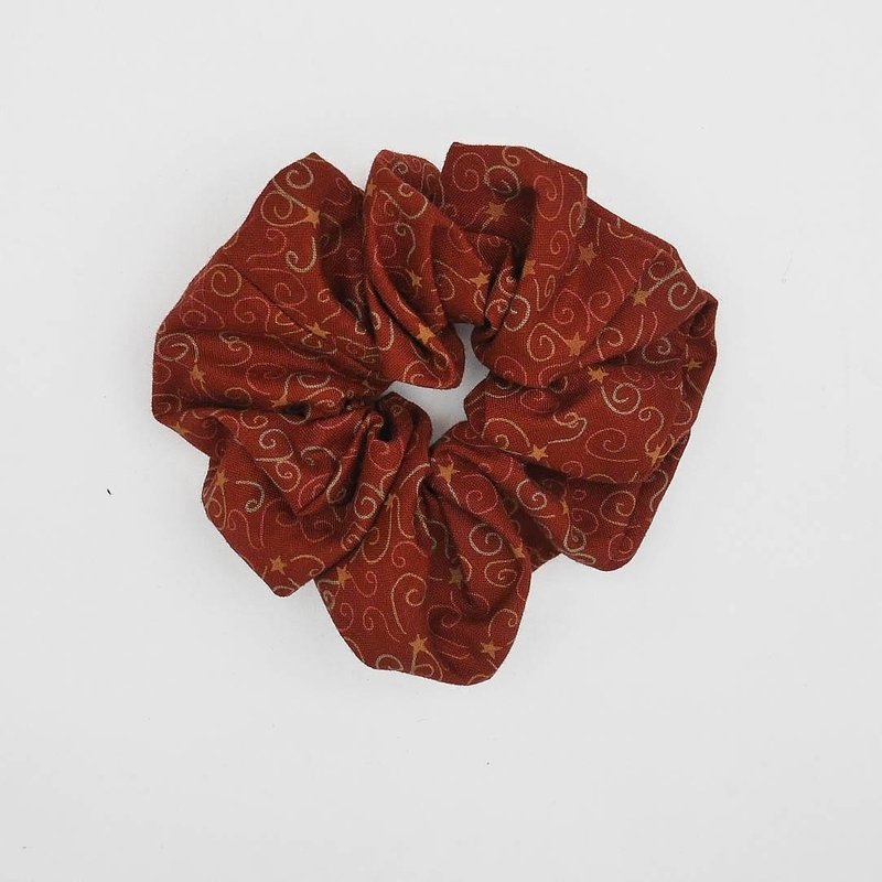 酒红几何线条发圈 - 发饰 - 棉．麻 红色