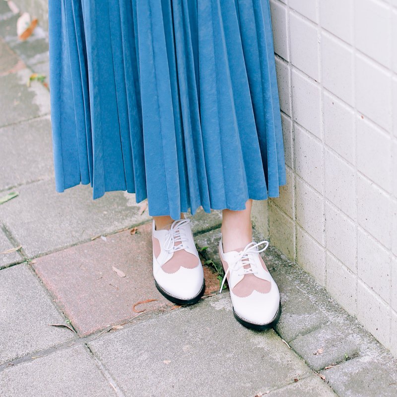 【零码出清】一起去巴黎!双层牛奶布蕾德比鞋 火鹤粉红  全真皮 - 女款牛津鞋/乐福鞋 - 真皮 