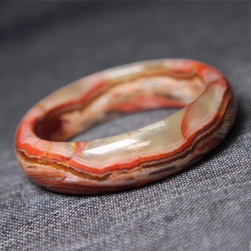 碳酸盐玉手镯57MM三彩水墨敦煌沙漠风景巴玉手环绚丽多彩油润稀有 - 手链/手环 - 半宝石 多色