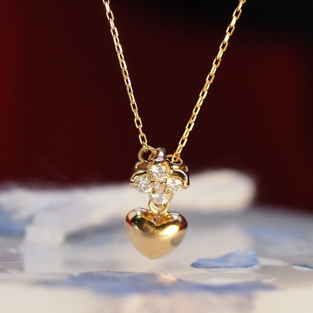 18K金钻石四叶草心形项链18K Gold The Diamond Clover Heart Nec - 项链 - 贵金属 