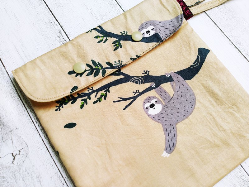 微笑树懒韩国细致纯棉布袋盖提绳版 环保食物袋 - 便当盒/饭盒 - 棉．麻 卡其色