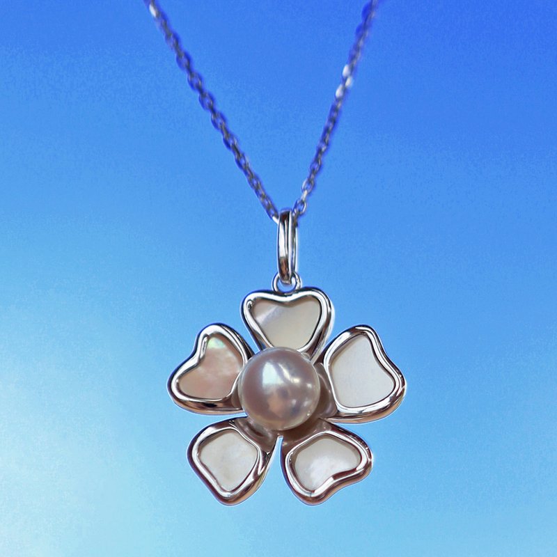 Jeanne花朵珍珠项链 – 纯银 - 项链 - 纯银 银色