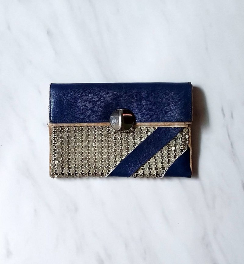 Vintage 1920年代ARTDECO风格德国蓝色皮革钻石手拿包 古董晚宴包 - 零钱包 - 其他材质 蓝色
