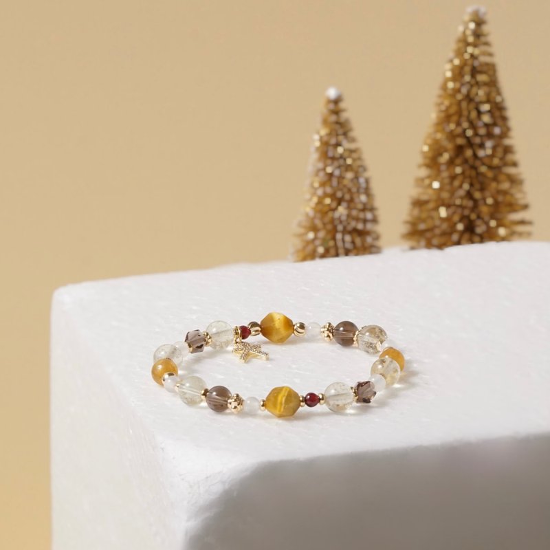 【圣诞款】暖心姜糖 | 碧玺/利比亚/茶晶/虎眼石/石榴石 | 能量水 - 手链/手环 - 宝石 橘色