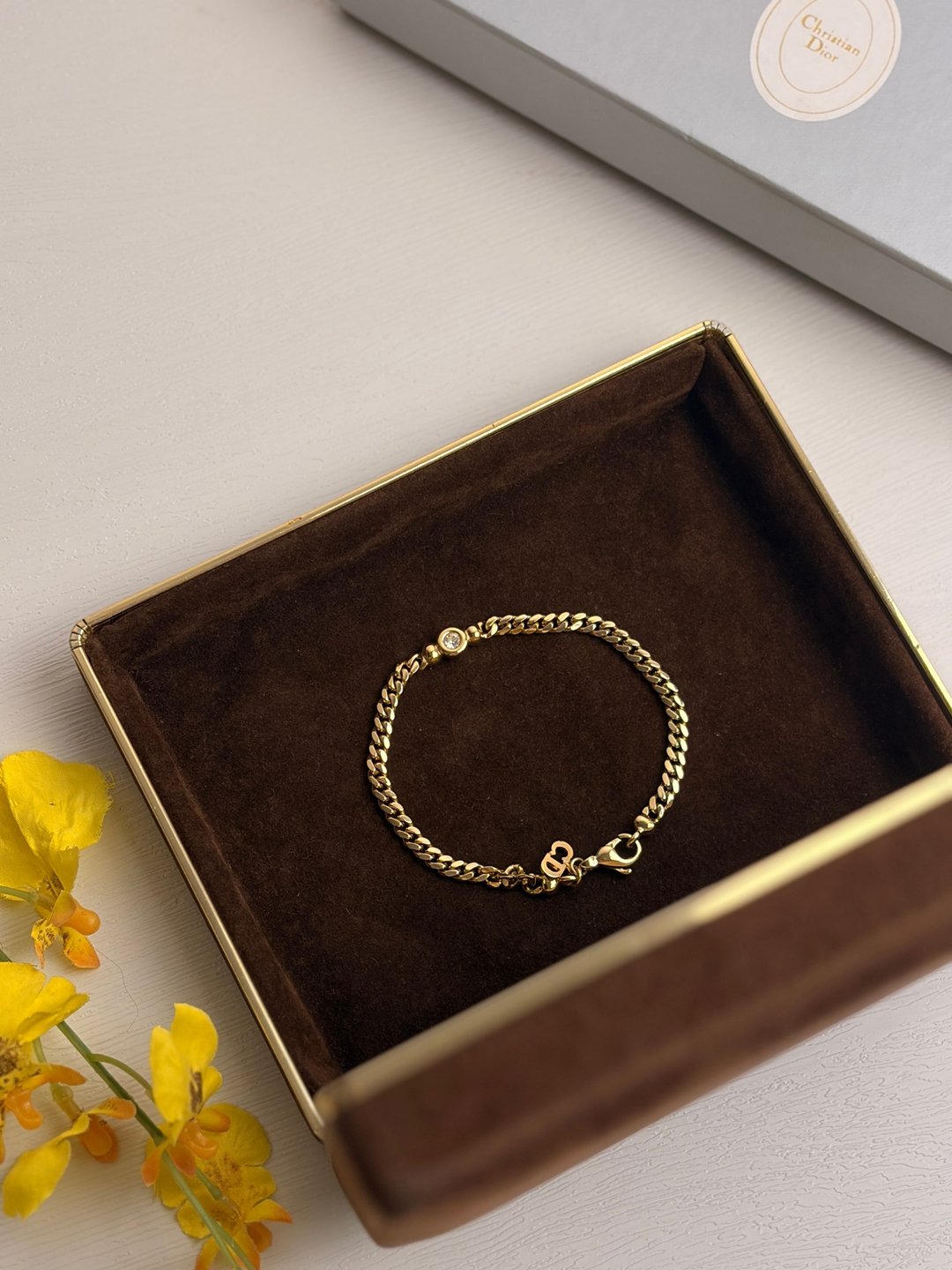 中古正品 Christian Dior 迪奥镀金水钻手链 手链 送礼 - 手链/手环 - 其他金属 金色