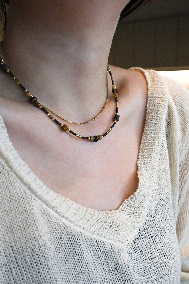 落日古堡_手作水晶串珠项链 - 项链 - 水晶 咖啡色