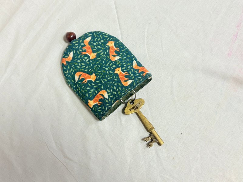 森林小狐狸钥匙包 - 钥匙链/钥匙包 - 棉．麻 绿色