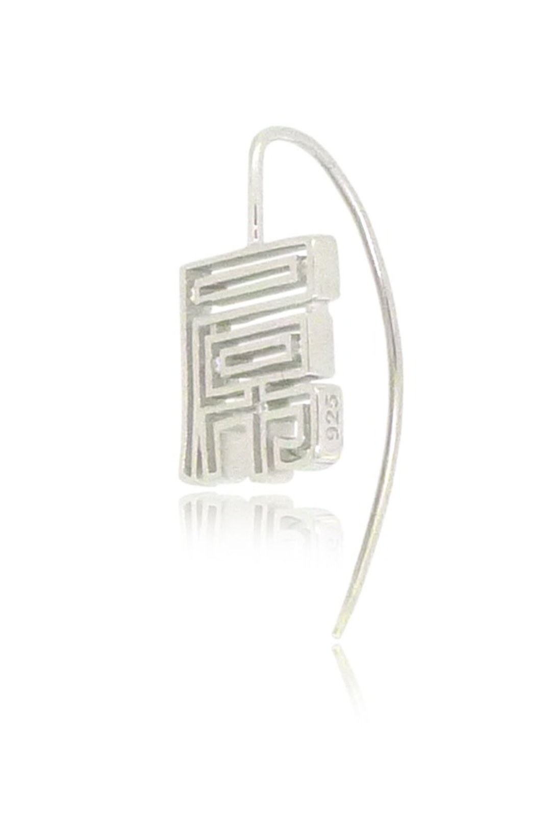 HK219~ 925银<屌>字耳环 - 耳环/耳夹 - 其他金属 银色