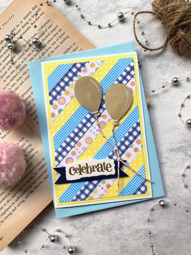 庆祝派对_ 手工卡片、祝福卡片、心意卡片、万用卡片 - 卡片/明信片 - 纸 蓝色