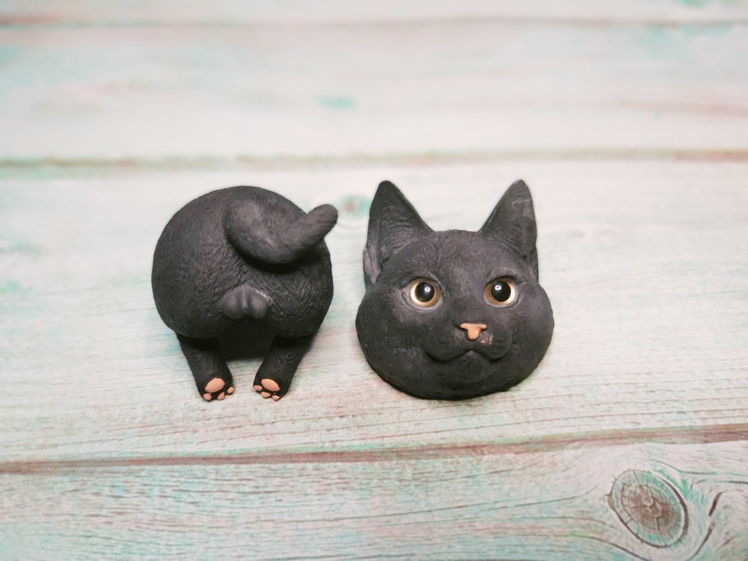 短毛猫头+屁屁-2D扩香石 - 香薰/精油/线香 - 其他材质 多色