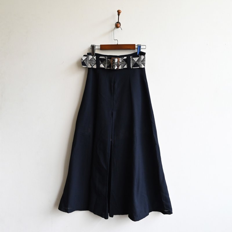 【蛋植物古着】双层制作高腰阔腿古着短裤 - 女装短裤 - 其他人造纤维 黑色